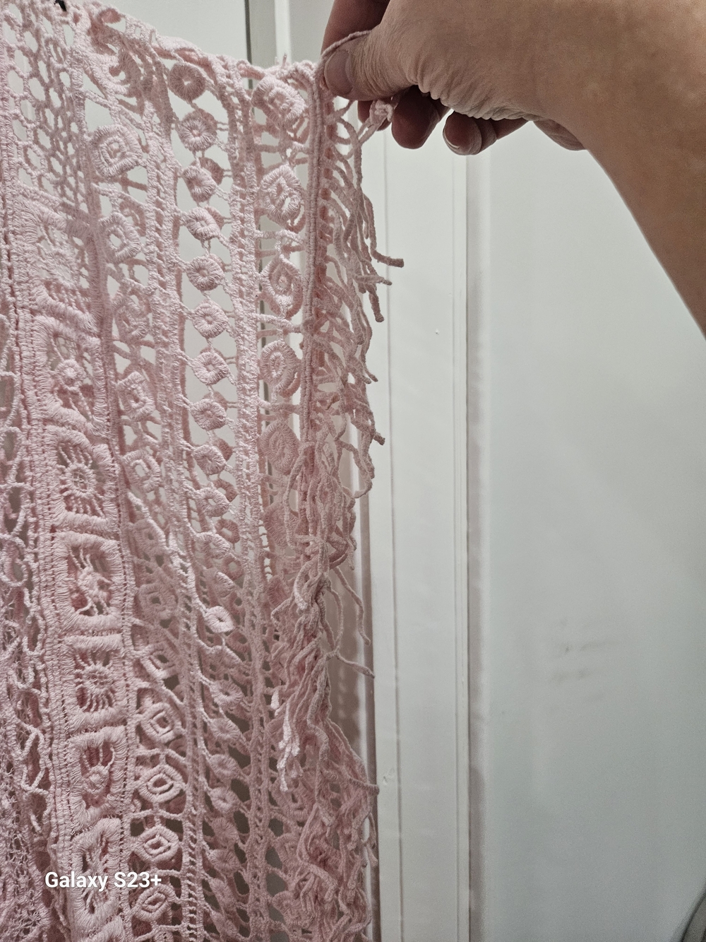 Cato Light Pink Crochet Fringe Sweater - Picture 6 of 6